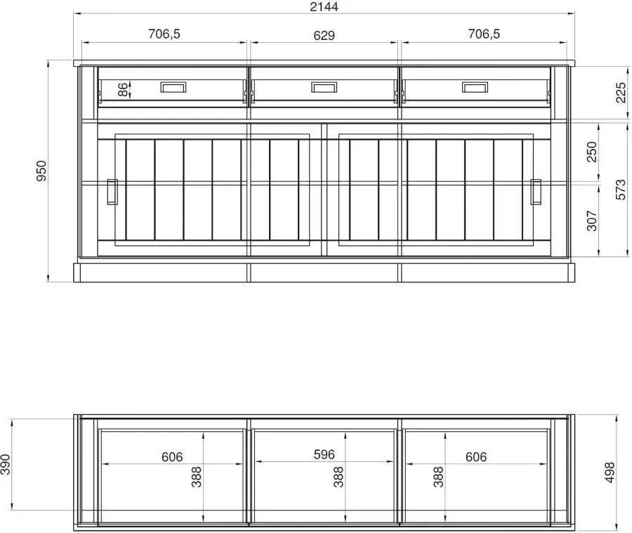 Home affaire Dressoir Orlando Breedte ca. 215 cm