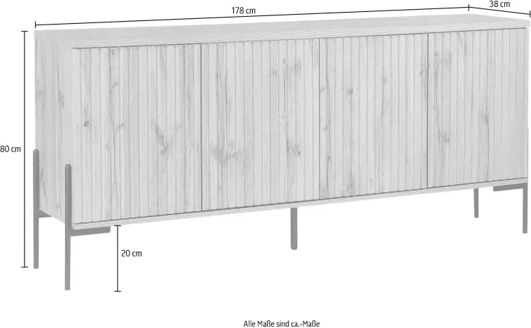 Home affaire Dressoir Valloire 2 vaste planken push-to-openfunctie breedte 178 cm hoogte 80 cm - Foto 7