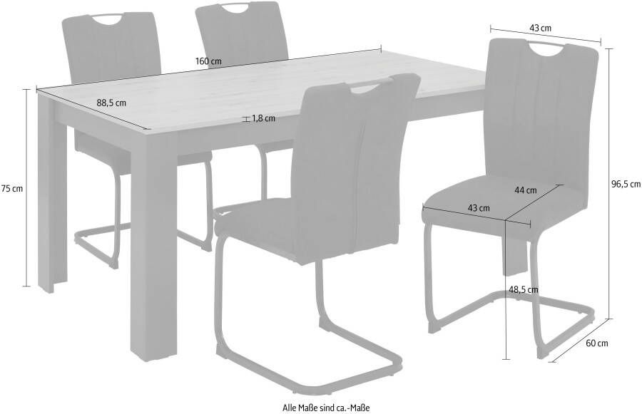 Home affaire Eethoek Napoli 5-delige eethoek met moderne sledestoel en eettafel (set 5-delig) - Foto 2