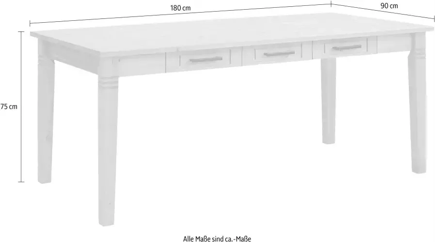 Home affaire Eettafel Anabel gemaakt van massief grenen 6 laden onder het tafelblad breedte 180 cm - Foto 5