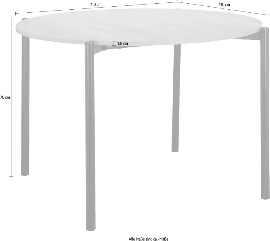 Home affaire Eettafel Retiers Onderstel van metaal zwart tafelblad in wildeiken look hoogte 76 cm (1 stuk) - Foto 2