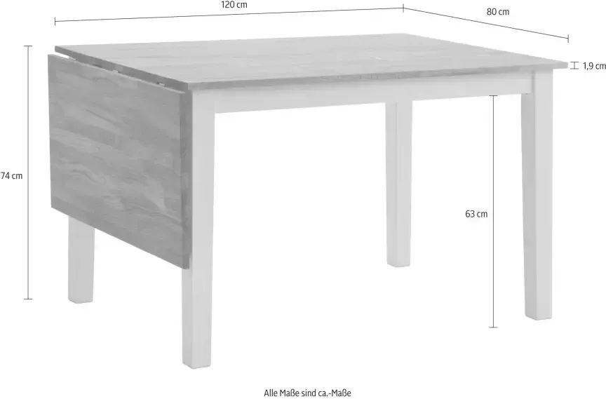 Home affaire Eettafel Samba Breedte 120 cm met uitklapbaar tafelblad - Foto 5