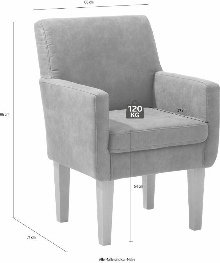 Home affaire Fauteuil Fehmarn comfortabele zithoogte van 54 cm in 3 verschillende stofkwaliteiten - Foto 2