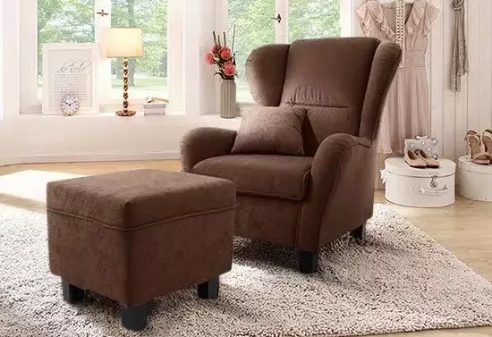 Home affaire Oorfauteuil Oliver Oorstoel met poef sierkussens klassieke vorm (2 stuks) - Foto 3