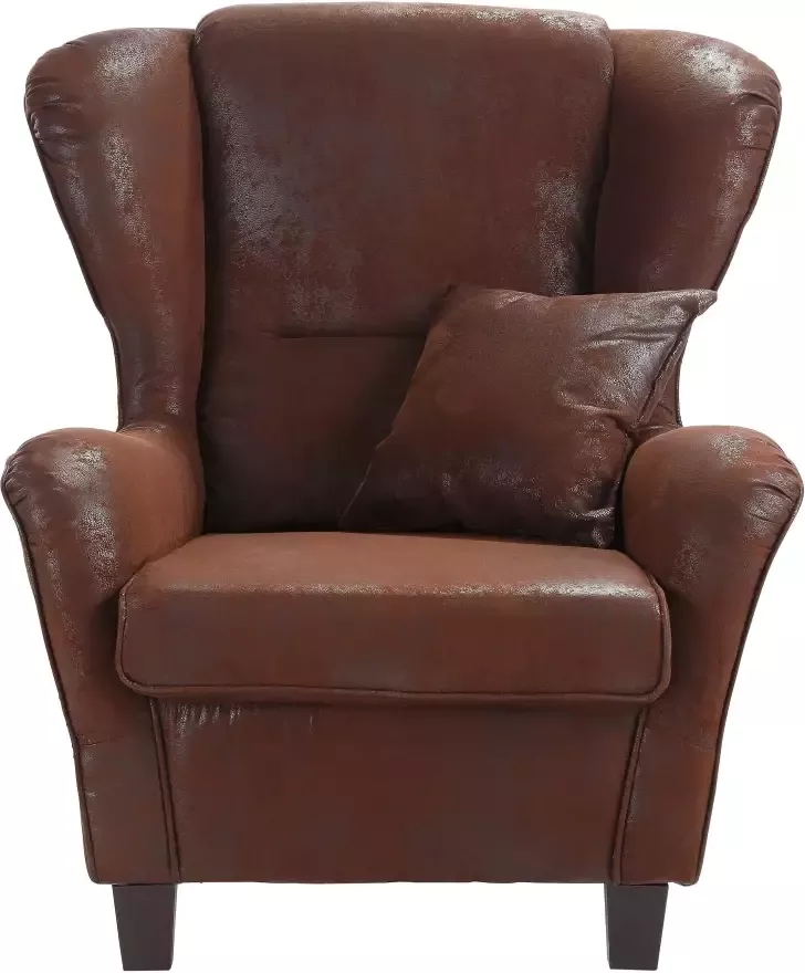 Home affaire Fauteuil Oliver Oorfauteuil met poef microvezel antieke look (2 stuks) - Foto 4