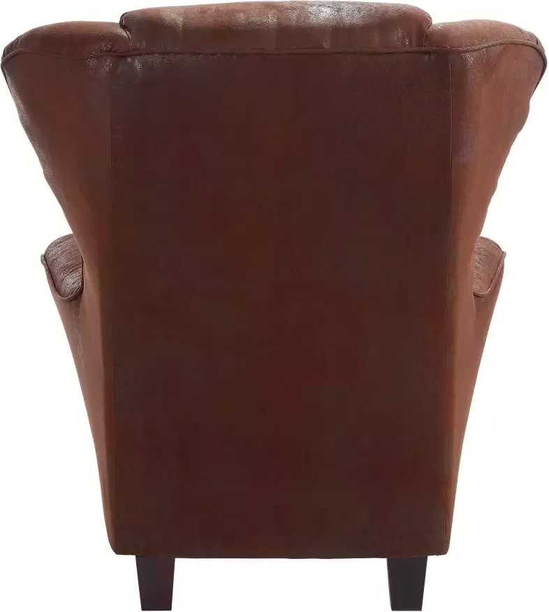 Home affaire Fauteuil Oliver Oorfauteuil met poef microvezel antieke look (2 stuks) - Foto 2