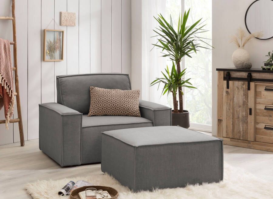 Home affaire Fauteuil Sherwood Loveseat en hocker als set passend bij de bekleding-serie SHERWOOD - Foto 6