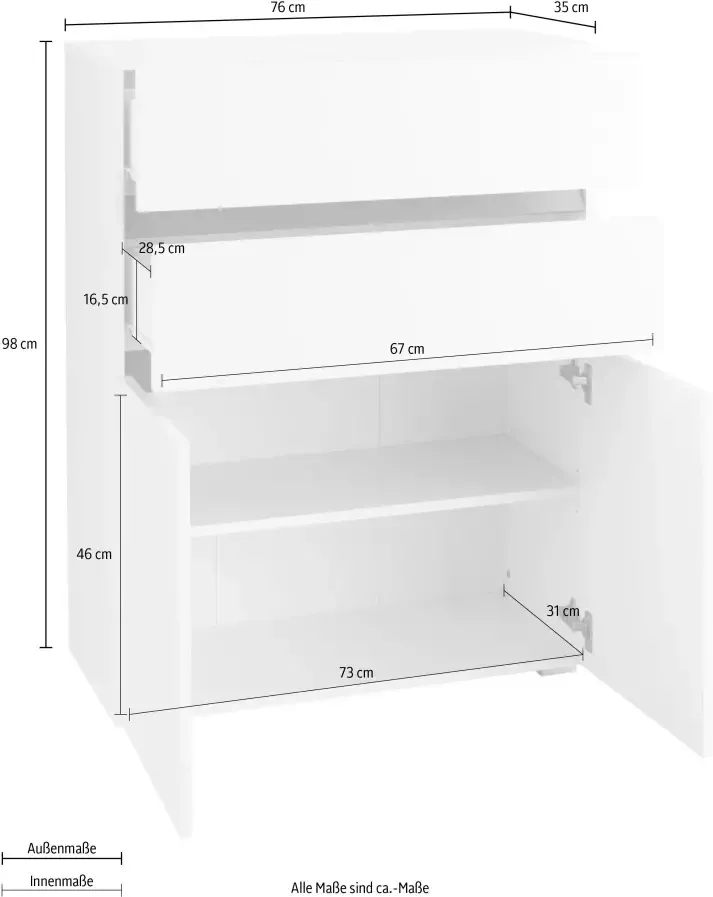 Home affaire Halfhoge kast Wisla Hoogte 98 cm met deuren en lades - Foto 4