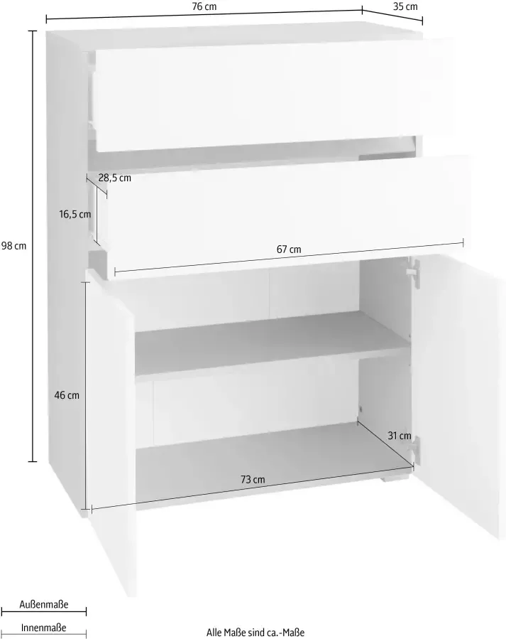 Home affaire Halfhoge kast Wisla Hoogte 98 cm met deuren en lades - Foto 3