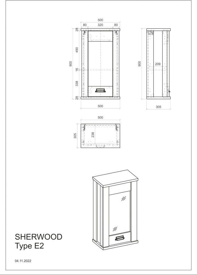 Home affaire Hangend kastje Sherwood met apothekersgreep van metaal hoogte 90 cm - Foto 3