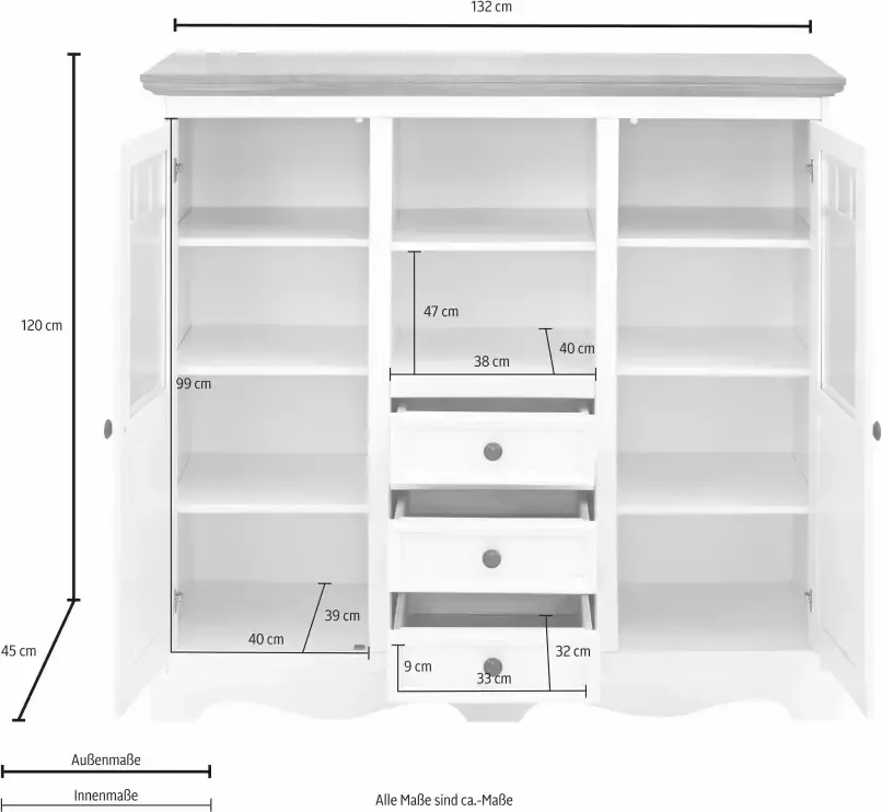 Home affaire Highboard MELISSA Breedte 132 cm - Foto 4