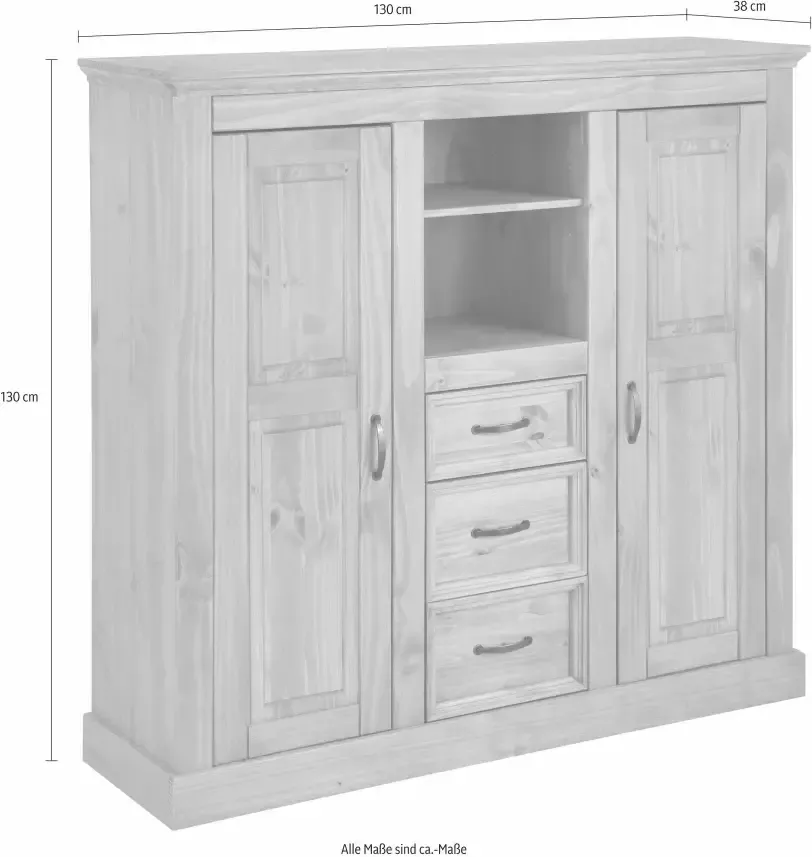 Home affaire Highboard Selma Breedte 130 cm - Foto 3