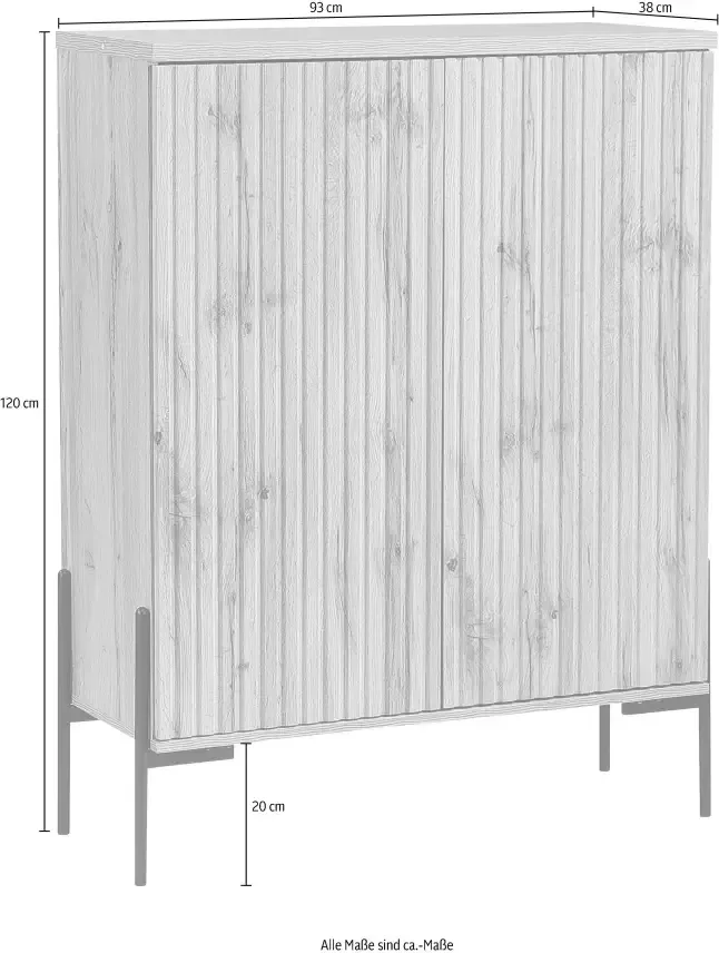 Home affaire Highboard Valloire met 1 vaste en 1 verstelbare plank breedte 93 cm hoogte 120 cm - Foto 7