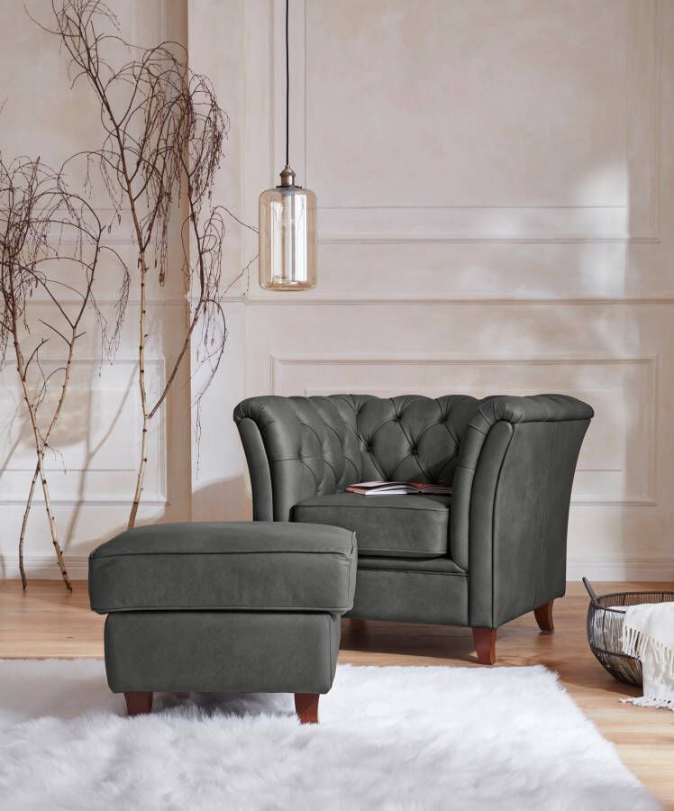 Home affaire Hocker Reims echte chesterfield-capitonnage fluwelige look met changerende look - Foto 2
