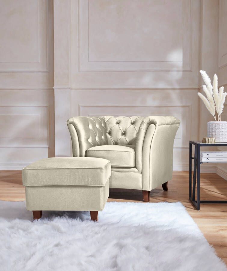 Home affaire Hocker Reims echte chesterfield-capitonnage fluwelige look met changerende look - Foto 2