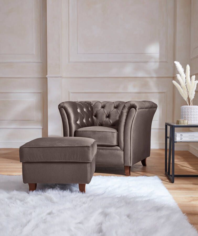 Home affaire Hocker Reims echte chesterfield-capitonnage fluwelige look met changerende look - Foto 2