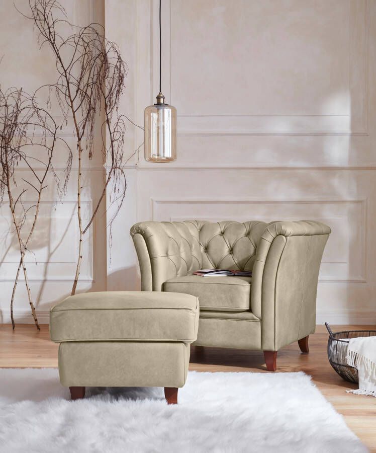 Home affaire Hocker Reims echte chesterfield-capitonnage fluwelige look met changerende look - Foto 2