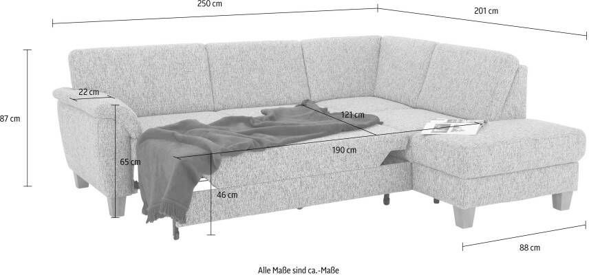 Home affaire Hoekbank Alta L-vorm met binnenvering en contrastnaad poten beuken eikenkleur - Foto 5