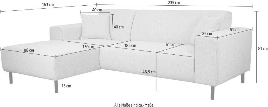 Home affaire Hoekbank ARROS L-vorm incl. losse sierkussens afmetingen b d h: 235 163 81 cm ook in ribfluweel - Foto 4