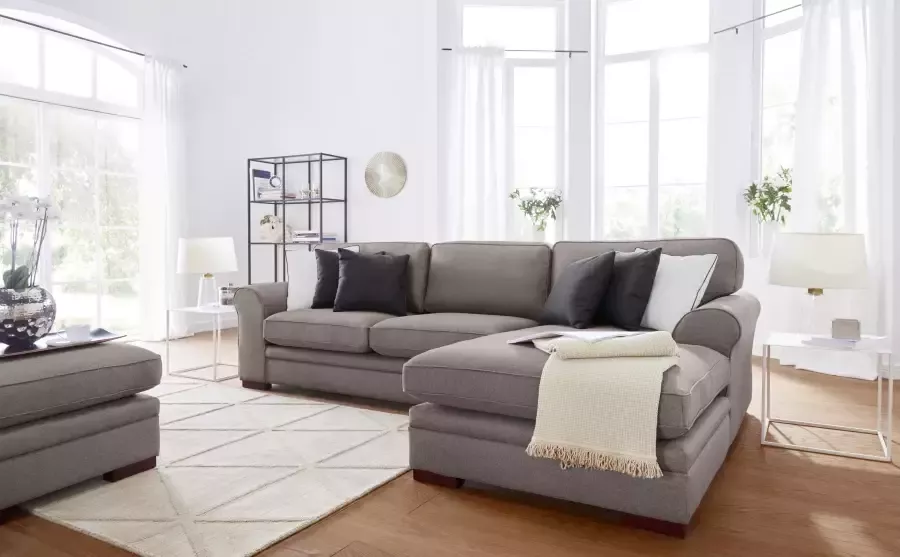 Home affaire Hoekbank Broughton L-vorm zacht zitcomfort incl. 4 sierkussens opstaande naad - Foto 4