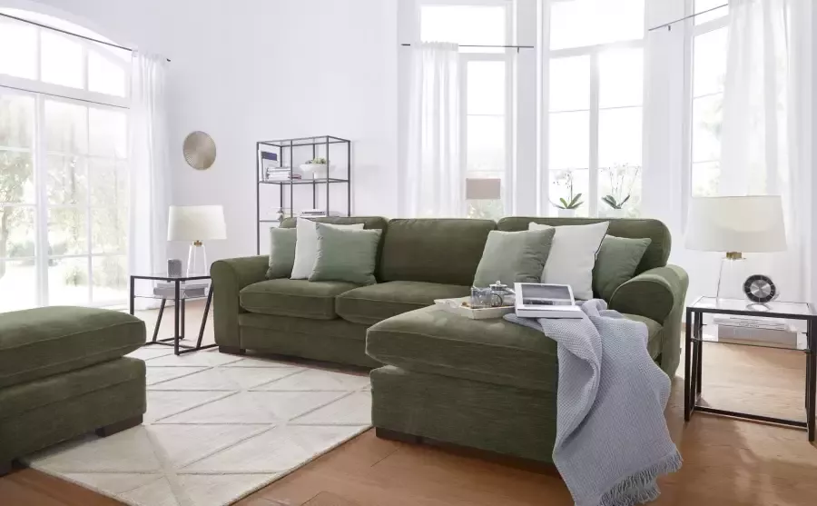 Home affaire Hoekbank Broughton L-vorm zacht zitcomfort incl. 4 sierkussens opstaande naad - Foto 4
