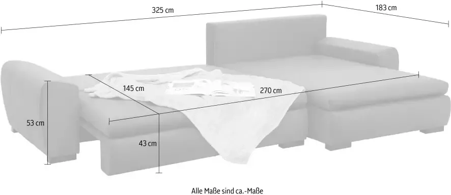 Home affaire Hoekbank Cara Mia optioneel met slaapfunctie en bedbodem massief houten poten - Foto 4