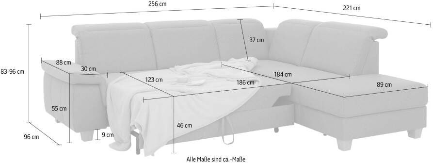 Home affaire Hoekbank Dalia L-vorm met binnenveringsinterieur naar keuze met slaapfunctie bedkist - Foto 5