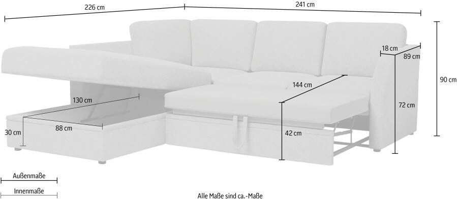 Home affaire Hoekbank Lavars L-vorm slaapbank met slaapfunctie en bergruimte in twee verschillende stofkwaliteiten - Foto 4