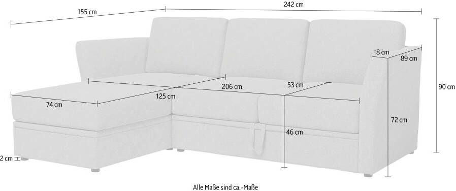 Home affaire Hoekbank Lavars L-vorm slaapbank met slaapfunctie en bergruimte in twee verschillende stofkwaliteiten - Foto 7