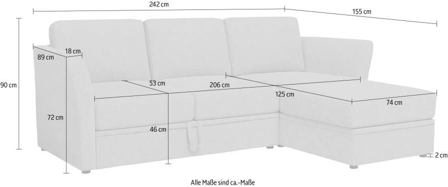 Home affaire Hoekbank Lavars L-vorm slaapbank met slaapfunctie en bergruimte in twee verschillende stofkwaliteiten - Foto 7