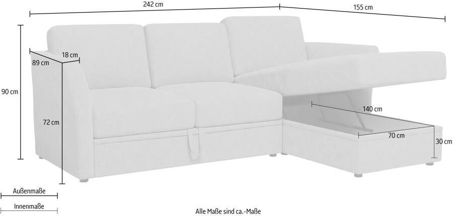 Home affaire Hoekbank Lavars L-vorm slaapbank met slaapfunctie en bergruimte in twee verschillende stofkwaliteiten - Foto 3