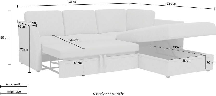 Home affaire Hoekbank Lavars L-vorm slaapbank met slaapfunctie en bergruimte in twee verschillende stofkwaliteiten - Foto 4