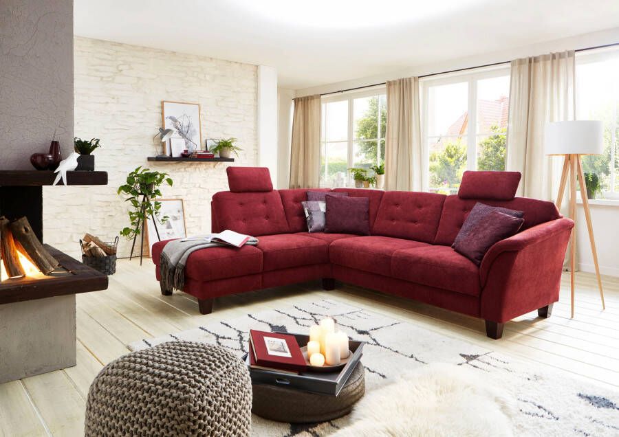 Home affaire Hoekbank Trondheim L-vorm met binnenvering en capitonnage achter poten beuken donker - Foto 4