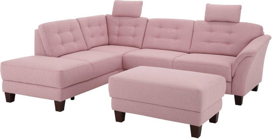 Home affaire Hoekbank Trondheim L-vorm met binnenvering en capitonnage achter poten beuken donker - Foto 6