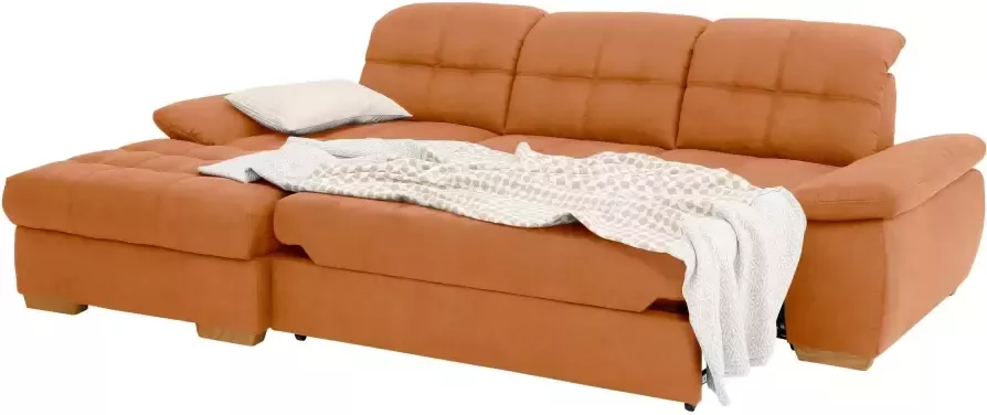 Home affaire Hoekbank Lotus home incl. zitdiepteverstelling naar keuze met verstelbare armleuningen en hoofdbord slaapfunctie en bedkist