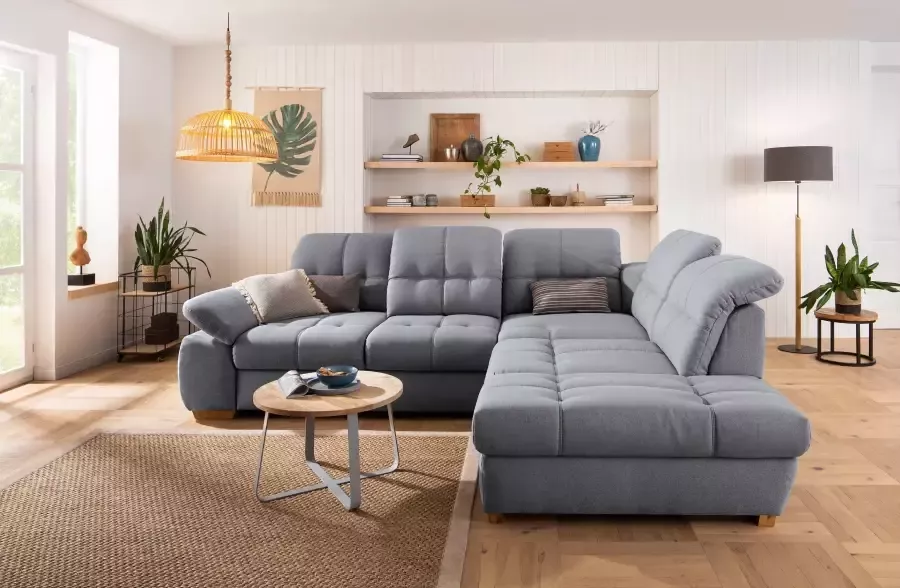 Home affaire Hoekbank Lotus home luxe belastbaar tot wel 140 kg incl. zitdiepteverstelling naar keuze met verstelbare armleuningen en hoofdbord slaapfunctie en bergruimte