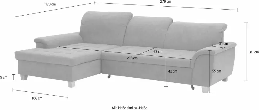 Home affaire Hoekbank Lyla L-vorm met récamier naar keuze met verstelbare rugleuning en bovendien met bed - Foto 5