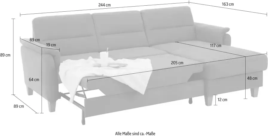Home affaire Hoekbank Palmera L-vorm Binnenvering naar keuze met slaapfunctie en met zonder bedkist - Foto 4
