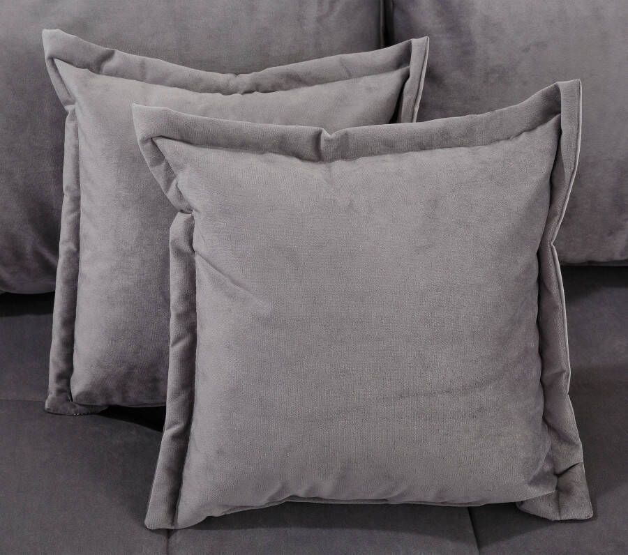 Home affaire Hoekbank Rice L-vorm met bonellverenkern hocker & kussens ottomane aan beide zijden monteerbaar (set)