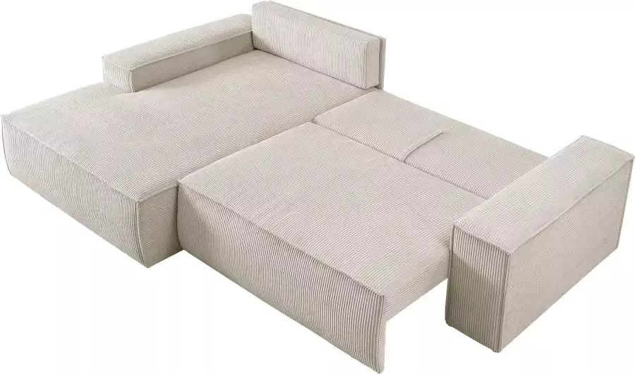 Home affaire Hoekbank SHERWOOD bedbank 267 cm L-model Slaapfunctie met bedlade (210x136 cm) cord vintage fluweel - Foto 10