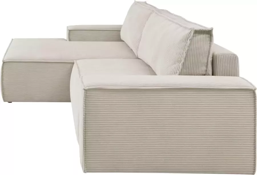 Home affaire Hoekbank SHERWOOD bedbank 267 cm L-model Slaapfunctie met bedlade (210x136 cm) cord vintage fluweel - Foto 6