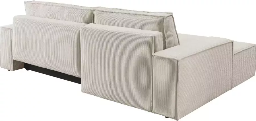 Home affaire Hoekbank SHERWOOD bedbank 267 cm L-model Slaapfunctie met bedlade (210x136 cm) cord vintage fluweel - Foto 12