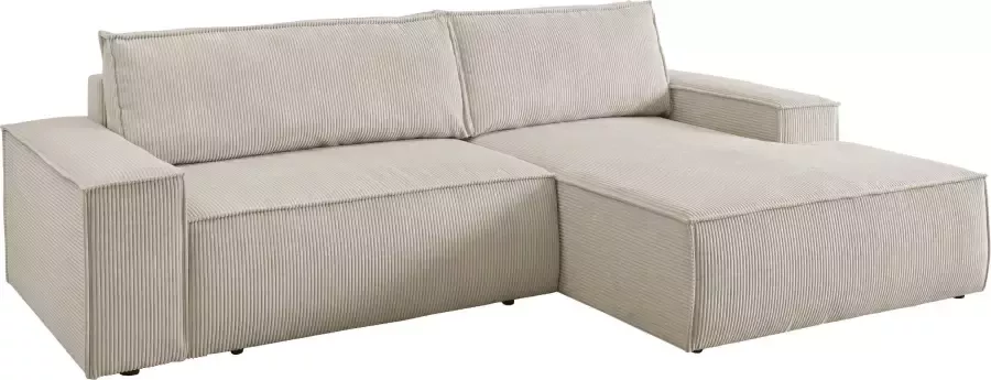 Home affaire Hoekbank SHERWOOD bedbank 267 cm L-model Slaapfunctie met bedlade (210x136 cm) cord vintage fluweel - Foto 19