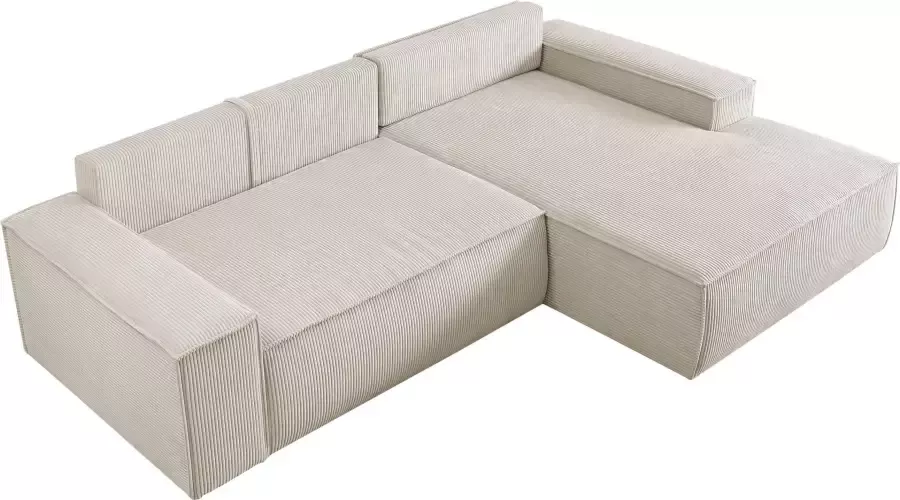 Home affaire Hoekbank SHERWOOD bedbank 267 cm L-model Slaapfunctie met bedlade (210x136 cm) cord vintage fluweel - Foto 16