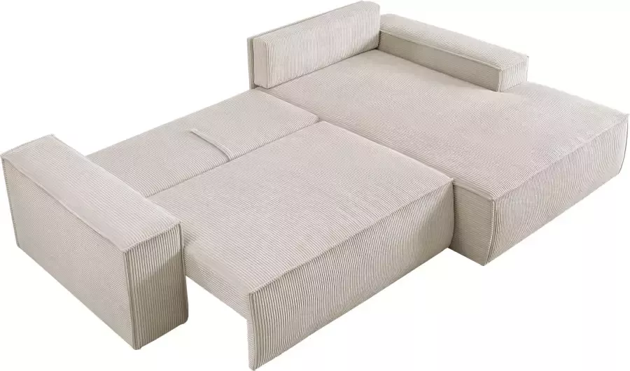 Home affaire Hoekbank SHERWOOD bedbank 267 cm L-model Slaapfunctie met bedlade (210x136 cm) cord vintage fluweel - Foto 15