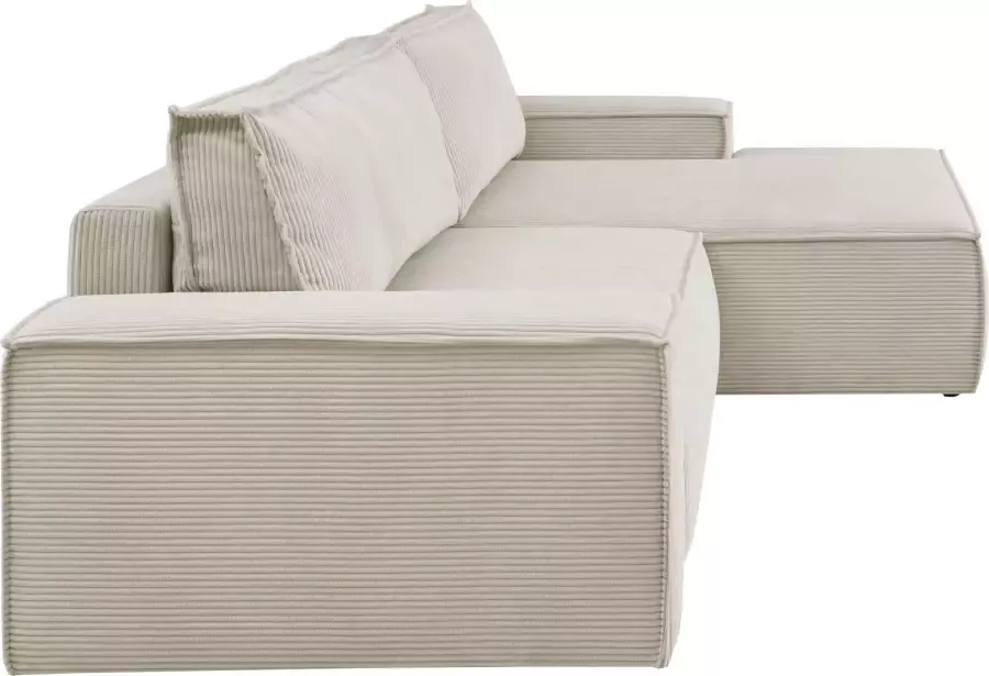 Home affaire Hoekbank SHERWOOD bedbank 267 cm L-model Slaapfunctie met bedlade (210x136 cm) cord vintage fluweel - Foto 8