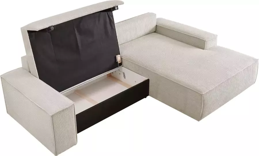 Home affaire Hoekbank SHERWOOD bedbank 267 cm L-model Slaapfunctie met bedlade (210x136 cm) cord vintage fluweel - Foto 14