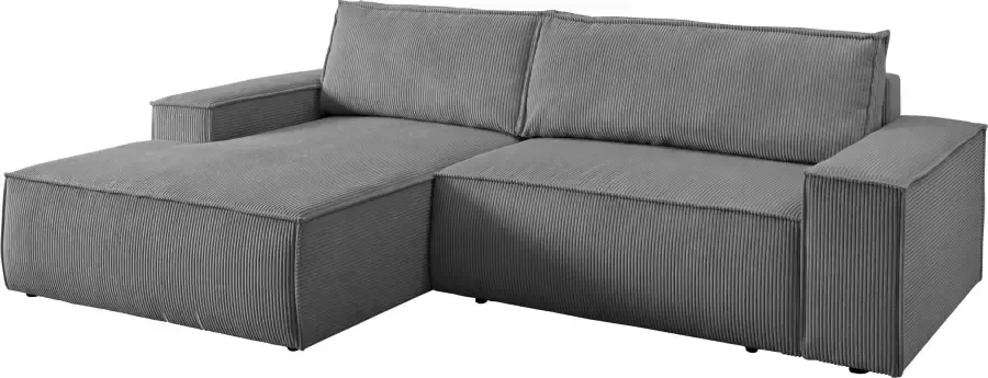 Home affaire Hoekbank SHERWOOD bedbank 267 cm L-model Slaapfunctie met bedlade (210x136 cm) cord vintage fluweel - Foto 14