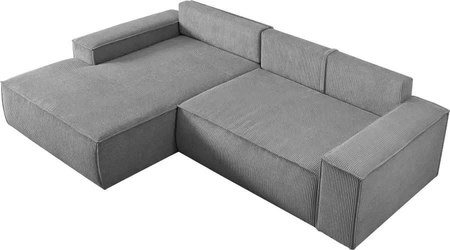 Home affaire Hoekbank SHERWOOD bedbank 267 cm L-model Slaapfunctie met bedlade (210x136 cm) cord vintage fluweel - Foto 11