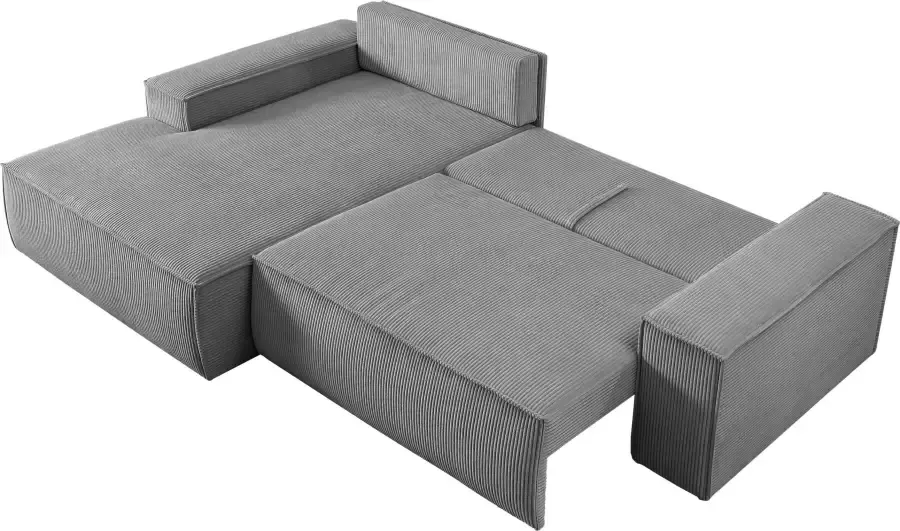 Home affaire Hoekbank SHERWOOD bedbank 267 cm L-model Slaapfunctie met bedlade (210x136 cm) cord vintage fluweel - Foto 9